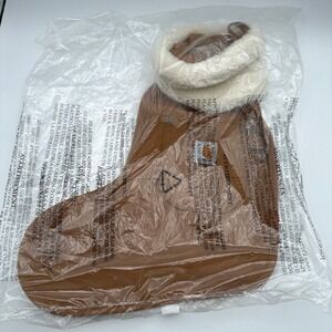 Carhartt Brown Duck Canvas Christmas Stocking Sherpa Trim 102301211 NWT